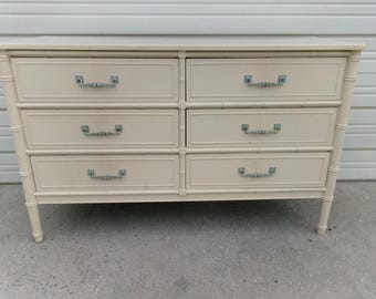 Faux Bamboo Double Dresser Real Henry Link Regency Bali Hai Bureau 6 drawers Palm Beach Cottage Coastal Bali Hai Baby Changing Table Boho