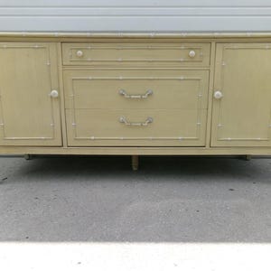 RARE Thomasville Faux Bamboo Buffet Server Sideboard Dresser Allegro 2 Doors Credenza or Baby Changing Table Hollywood Regency Palm Beach