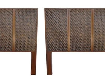 Set 2 Queen Size Headboards Coconut Shell Tiles Tropical West Indies British Colonial Island Hawaii Surf Beach Coastal Lake house Boho Pair