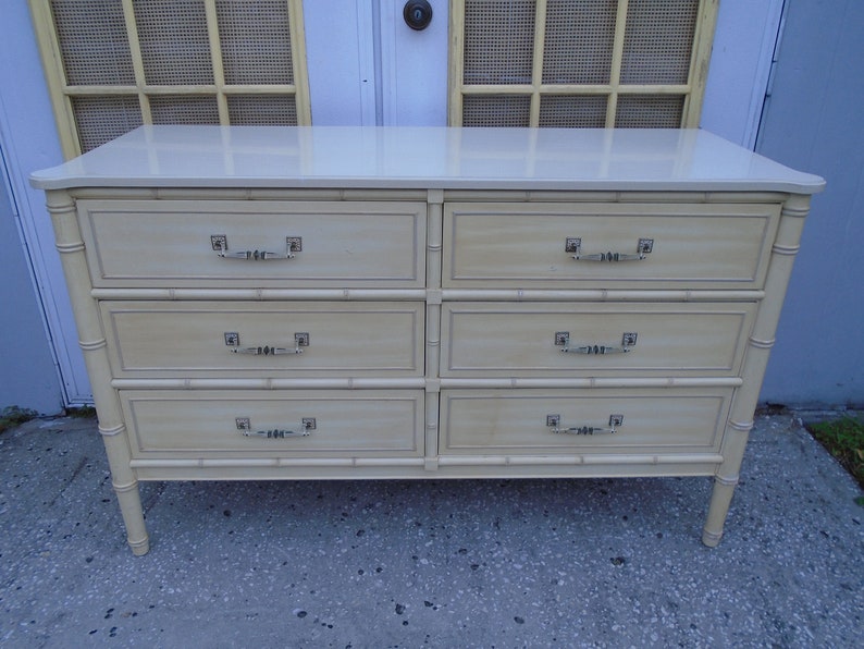 Faux Bamboo Dresser Double Hollywood Regency Henry Link Bali Etsy