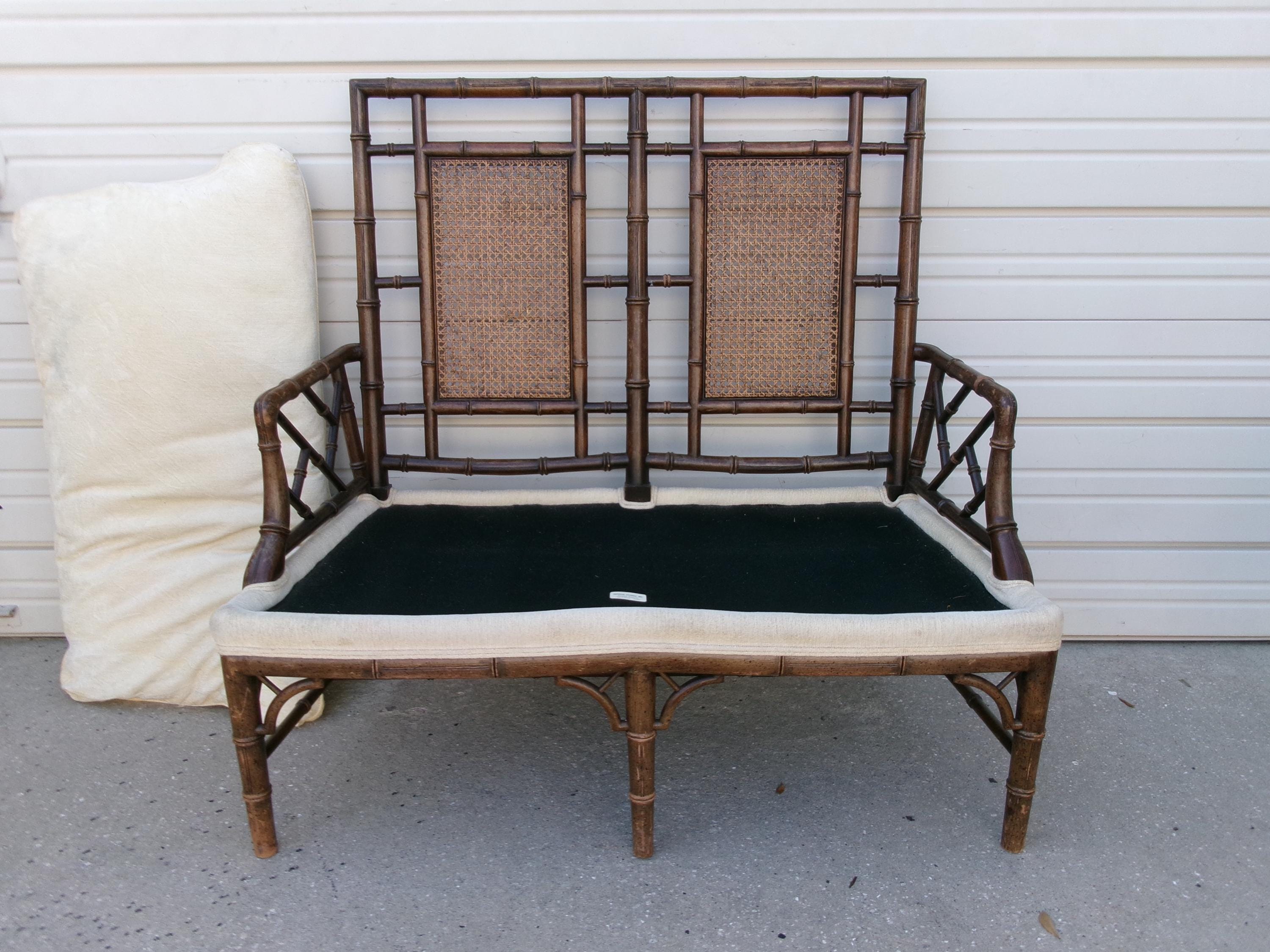Tlc Bench TLC Fretwork Settee Bench Faux Bamboo Cane West Indies Asian ...