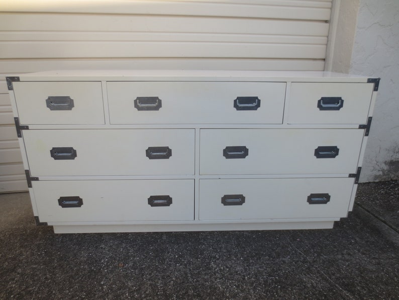 Dixie Campaigner Dresser 7 Drawers Bureau Hollywood Regency Image 0