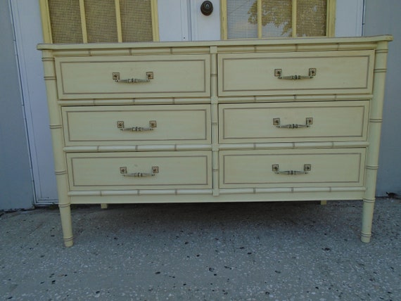 Faux Bamboo Dresser Double Hollywood Regency Henry Link Bali Etsy