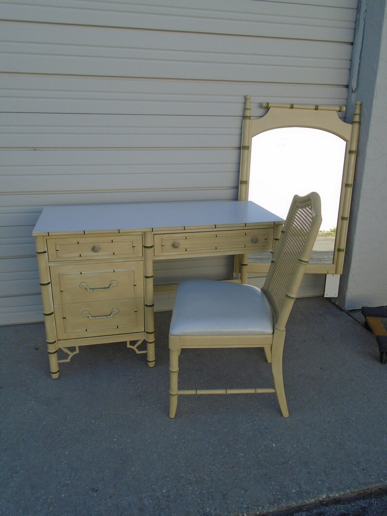 Fretwork Faux Bamboo Thomasville Allegro Desk Chair Mirror Etsy