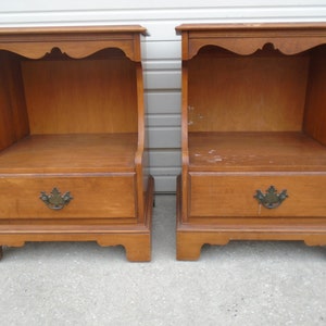 Set 2 Tall French Nightstands Country Cottage Farm Cabin Provincial English Colonial Regency Louis XVII Victorian 1 drawer Georgian Heirloom
