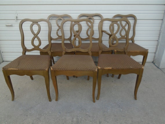 Set 6 Dining Chairs Lenoir House for Broyhill Figure 8 French