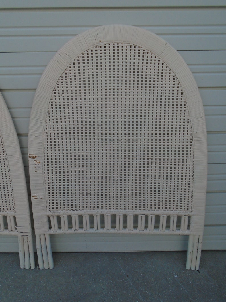 Pair Tall Wicker Twin size Headboards Hollywood Regency 2 Etsy
