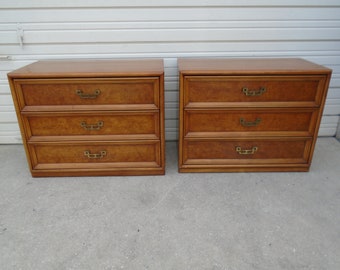 Pair Mandarin Henry Link Bachelors Chest of 3 drawers Chinoiserie Nightstands 2 Dressers Asian Dynasty Regency Japanese Emperor Oriental