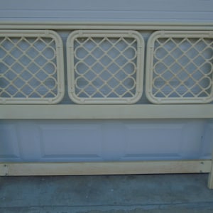 Fretwork Trellis Queen Size Headboard Plastic Chippendale Hollywood Regency Geometrical  Cottage Coastal Lake house Boho Repro Faux Bamboo