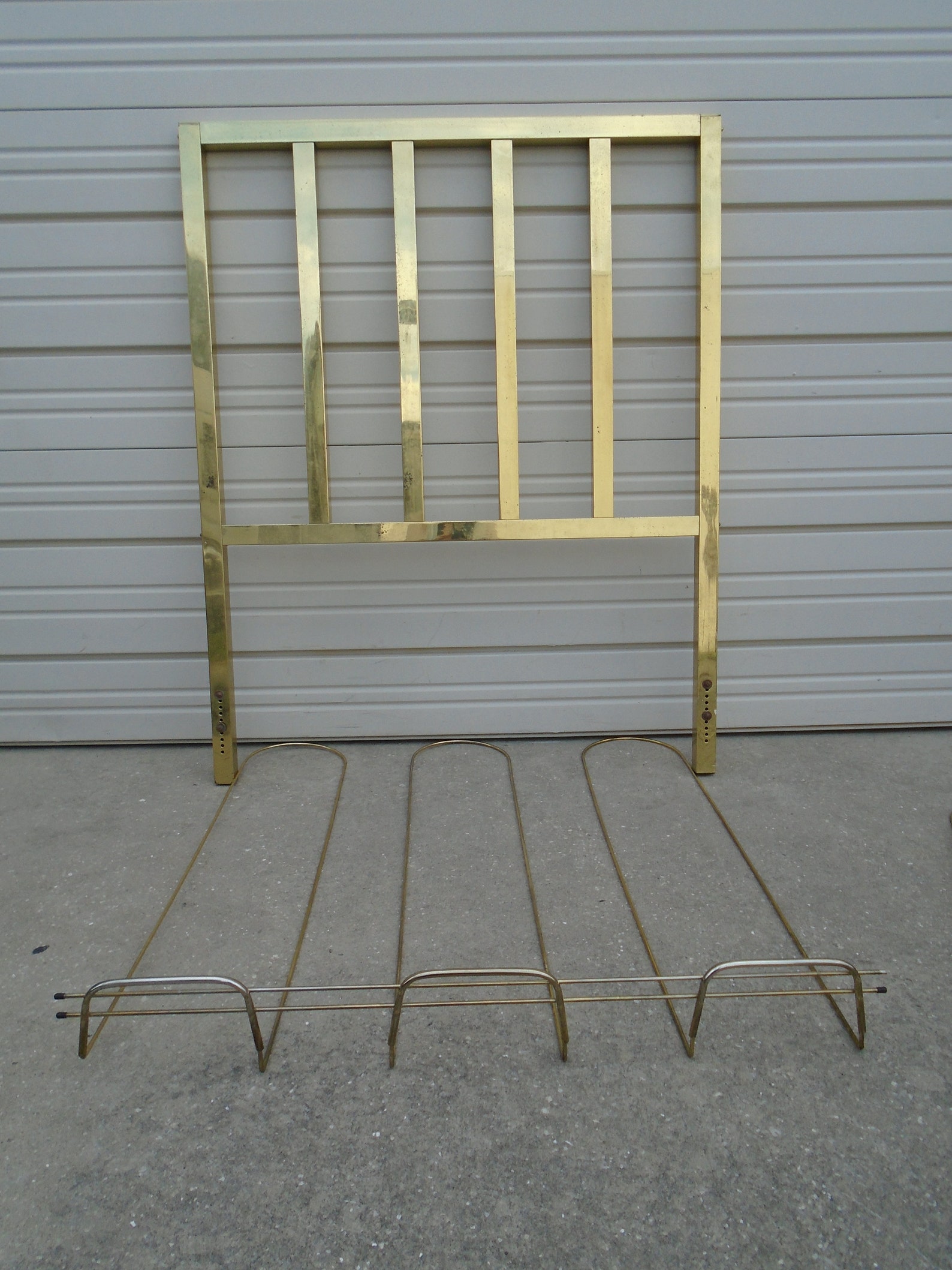Gold Pair Twin Size Headboards Art Deco Glam Flat Spindles Etsy