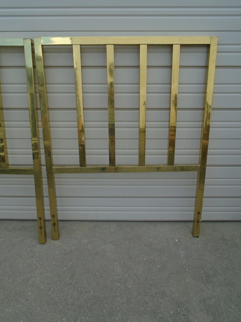 Gold Pair Twin Size Headboards Art Deco Glam Flat Spindles Etsy