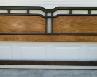 King Size Headboard Thomasville Embassy Asian Oriental Black Pagoda Regency Chinoiserie Burl wood Chinese Mandarin Shangri la  Chin Hua