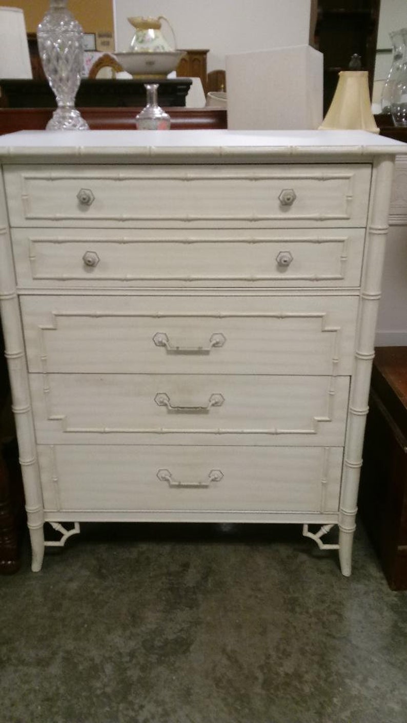 Fretwork Faux Bamboo Chest Of Drawers Allegro Highboy Etsy