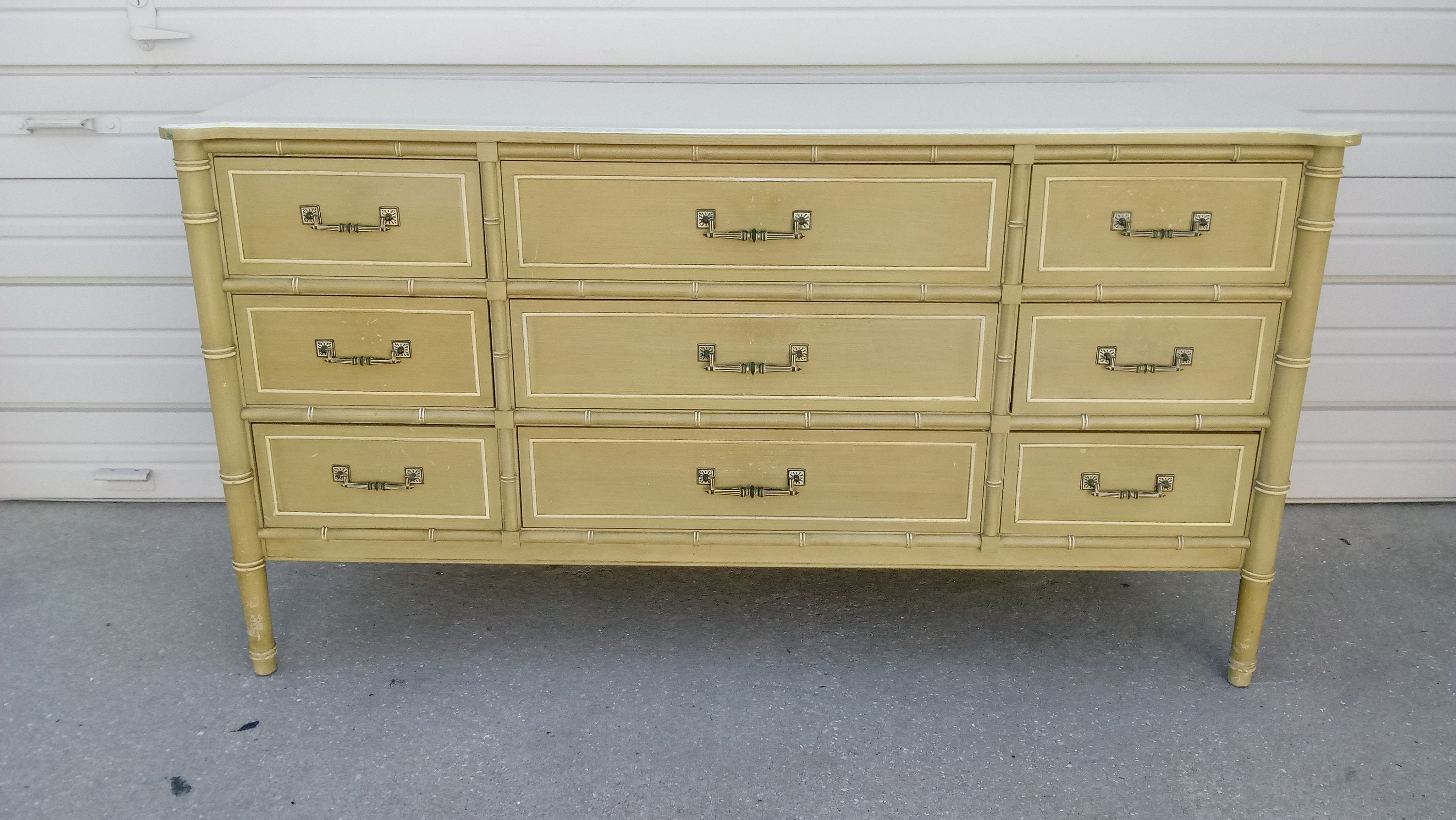 Faux Bamboo Dresser Triple Hollywood Regency Henry Link Bali Etsy