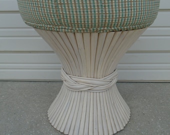 Bamboo Sheaf of Wheat Side End Table BASE Vanity Stool Hollywood Regency Rattan Mcguire Sty 70's Circa Palm Beach Mid-century Modern MCM