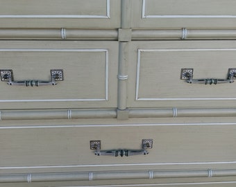 1 Pull small Replacement Hardware Handle 4 inch  Faux Bamboo Drawers Henry Link Bali hai Dresser Desk Highboy Hollywood Regency Pulls