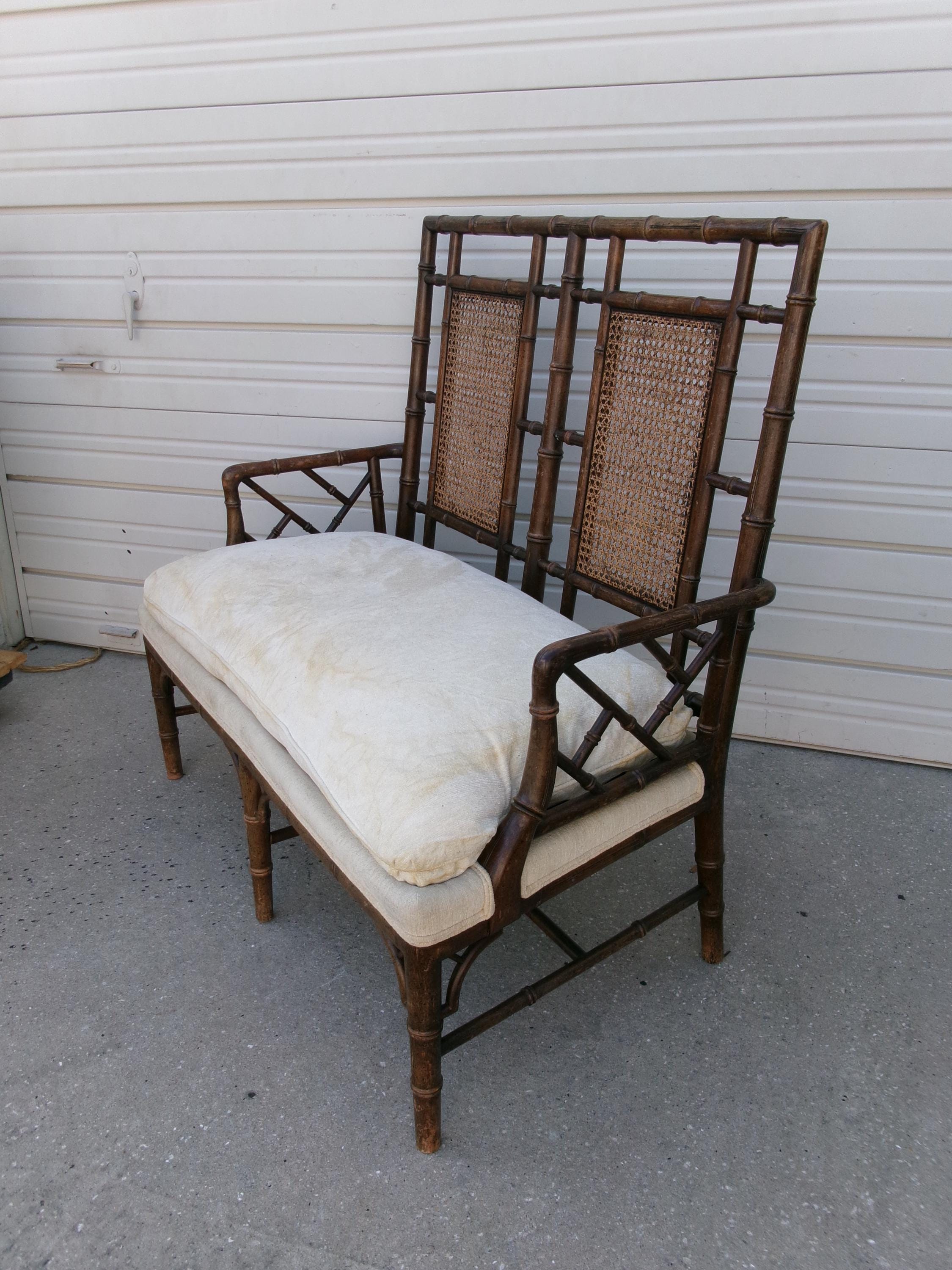 Tlc Bench TLC Fretwork Settee Bench Faux Bamboo Cane West Indies Asian ...