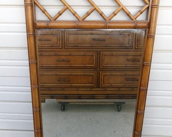 Fretwork Faux Bamboo Mirror Chinoiserie Chinese Chippendale British Colonial Regency Dixie Aloha SIM Thomasville Allegro Asian West Indies