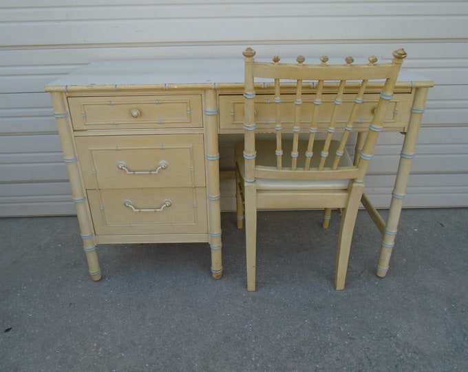 Faux Bamboo Desk Chair Thomasville Allegro Hollywood Regency Palm Beach