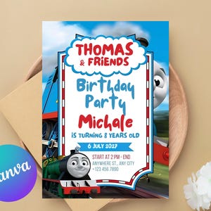 Printable Thomas train Birthday Invitation, editable Thomas party Invite, Birthday Boy, 1st first bday, 2nd second party Chugga Chugga Choo