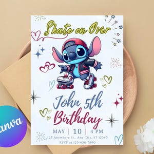 Stitch Birthday Invitation | Editable & Printable Template | Cute Stitch Party Invite | Canva Template | Instant Download