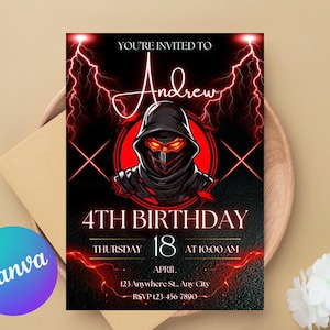 Ninja Birthday Invitation Martial Arts Invite Ninja Party Printable Warrior Birthday Invitation Digital Editable Template Download
