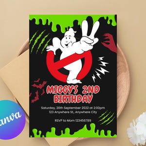 Ghostbusters birthday invitation | frozen empire party | ectomobile | boy birthday | DIGITAL Editable Printable Invite | Instant Download
