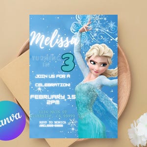 Frozen Birthday Invitation | Magical Frozen Party Invite | Editable Template | Anna & Elsa | Kids Birthday Celebration