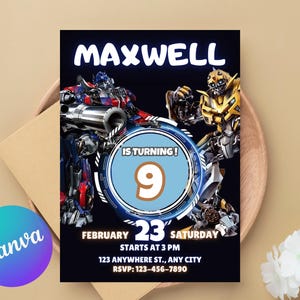 Editable Rescue Bots Transformers Birthday Invitation Template, Printable Rescue Bots Invitation, Digital Autobots Birthday Invite