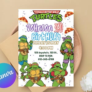 Invitation modifiable, garçon d'invitation d'anniversaire de karaté, invitation de ninja, téléchargement immédiat, modèle d'invitation d'anniversaire d'enfants de tortues