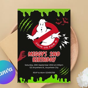 Ghostbusters birthday invitation | frozen empire party | ectomobile | boy birthday | DIGITAL Editable Printable Invite | Instant Download