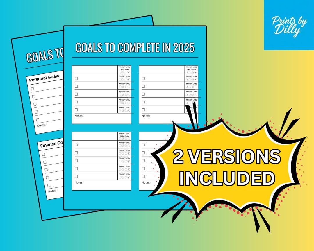 2025 Goal Planner Form | Goal Priority Planner | Goal Organizer Form - Etsy