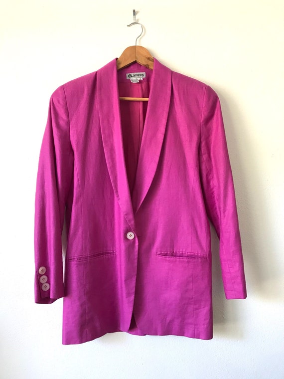 1980s Hot Pink Linen Blazer