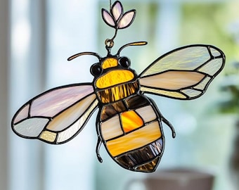 Bumble Bee Stained Glass Pattern, Bees Stained Glass Pattern, Suncatcher Bee, Home Decor Glass, DIY Stained Glass, Wall Art Gift