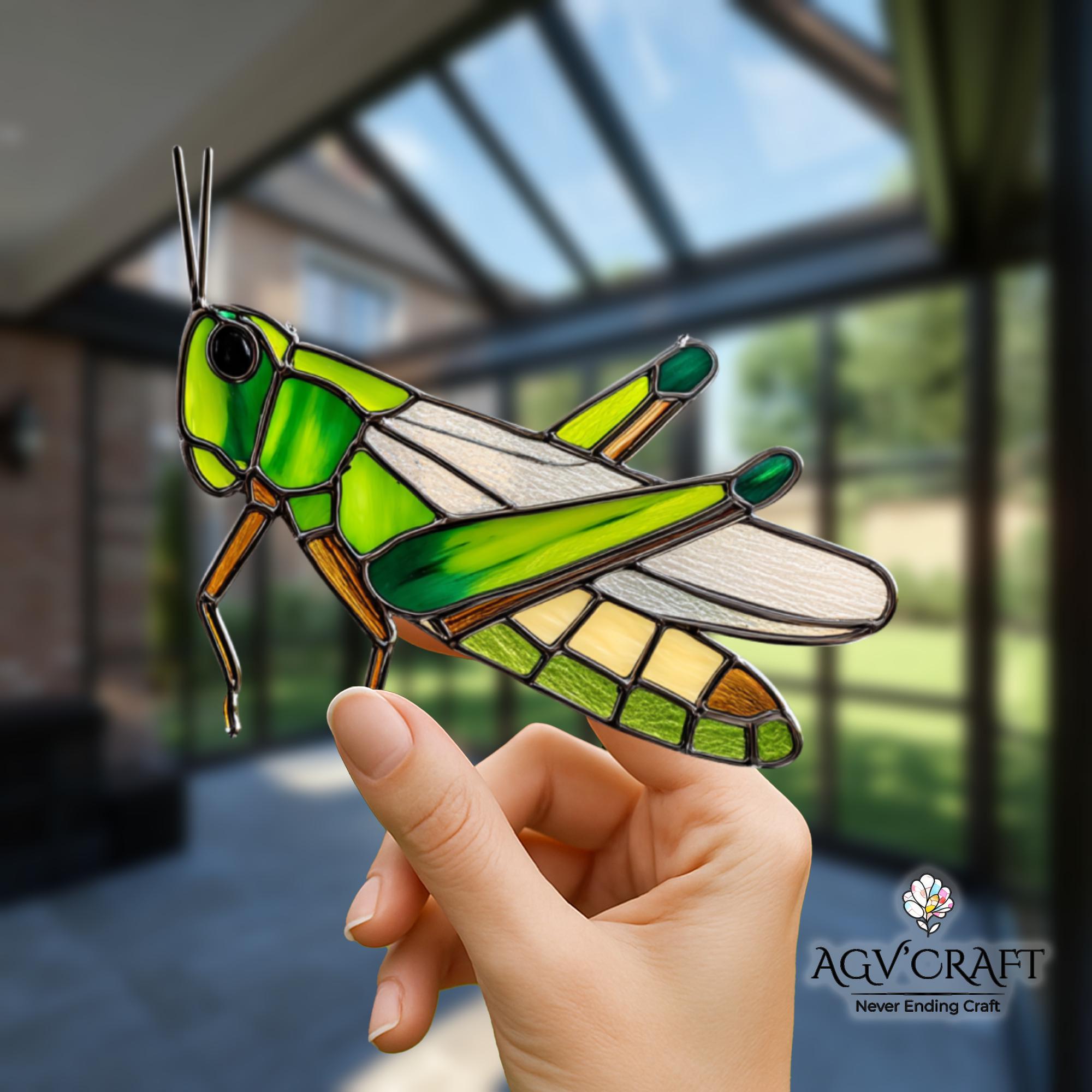 Grasshopper Suncatcher Stained Glass Pattern (PDF Pattern), Garden ...
