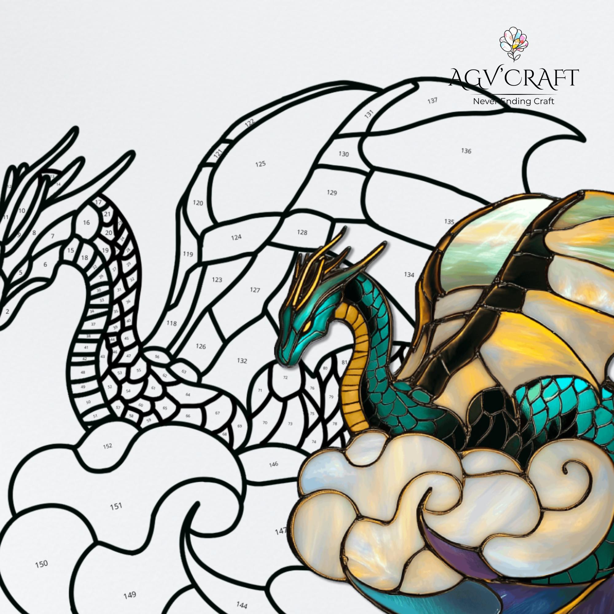 Dragon Sleeping On Cloud Stained Glass Pattern Sleeping Dragon dragon-sleeping-on-cloud-stained-glass-pattern-sleeping-dragon