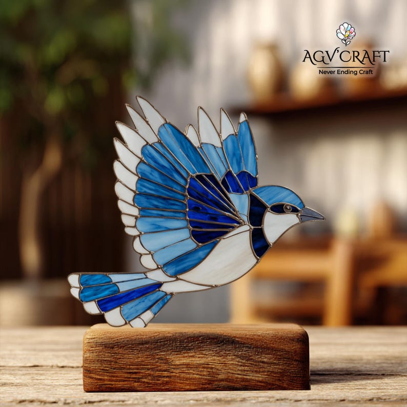 Flying Blue Jay Suncatcher Stained Glass Pattern (digital Download) - Etsy