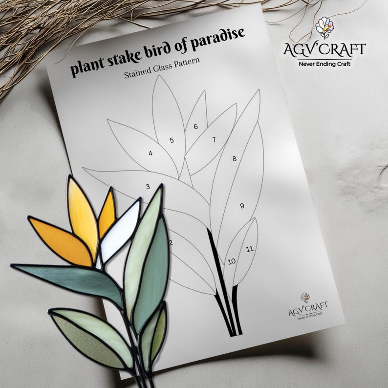 Bird of Paradise Stained Glass Plant Stakes Pattern, Bird of Paradise ...