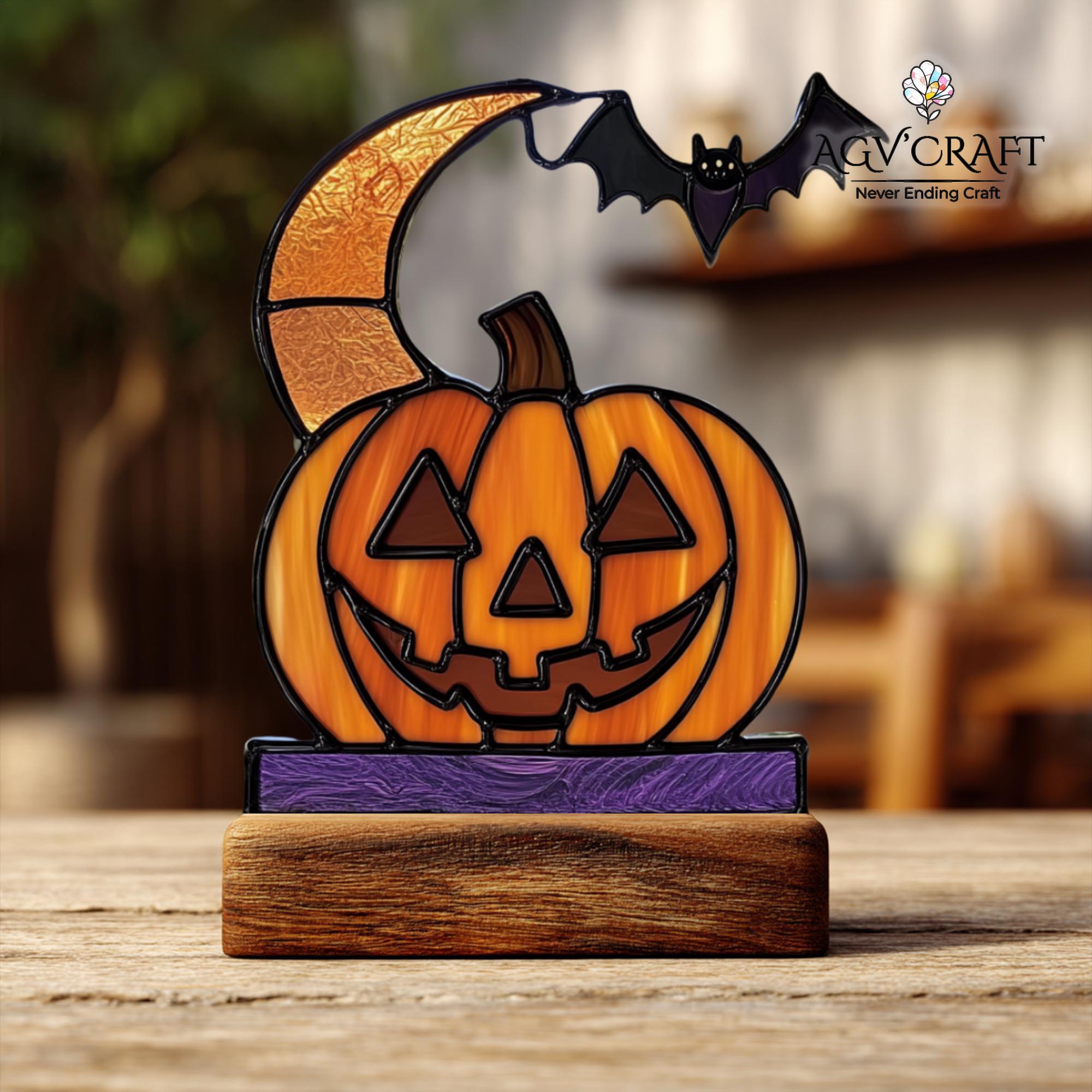 ハロウィンかぼちゃステンドグラス模様、ハロウィンサンキャッチャー