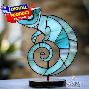 Chameleon Stained Glass Suncatcher Pattern, Reptile Home Decor (PDF Pattern)