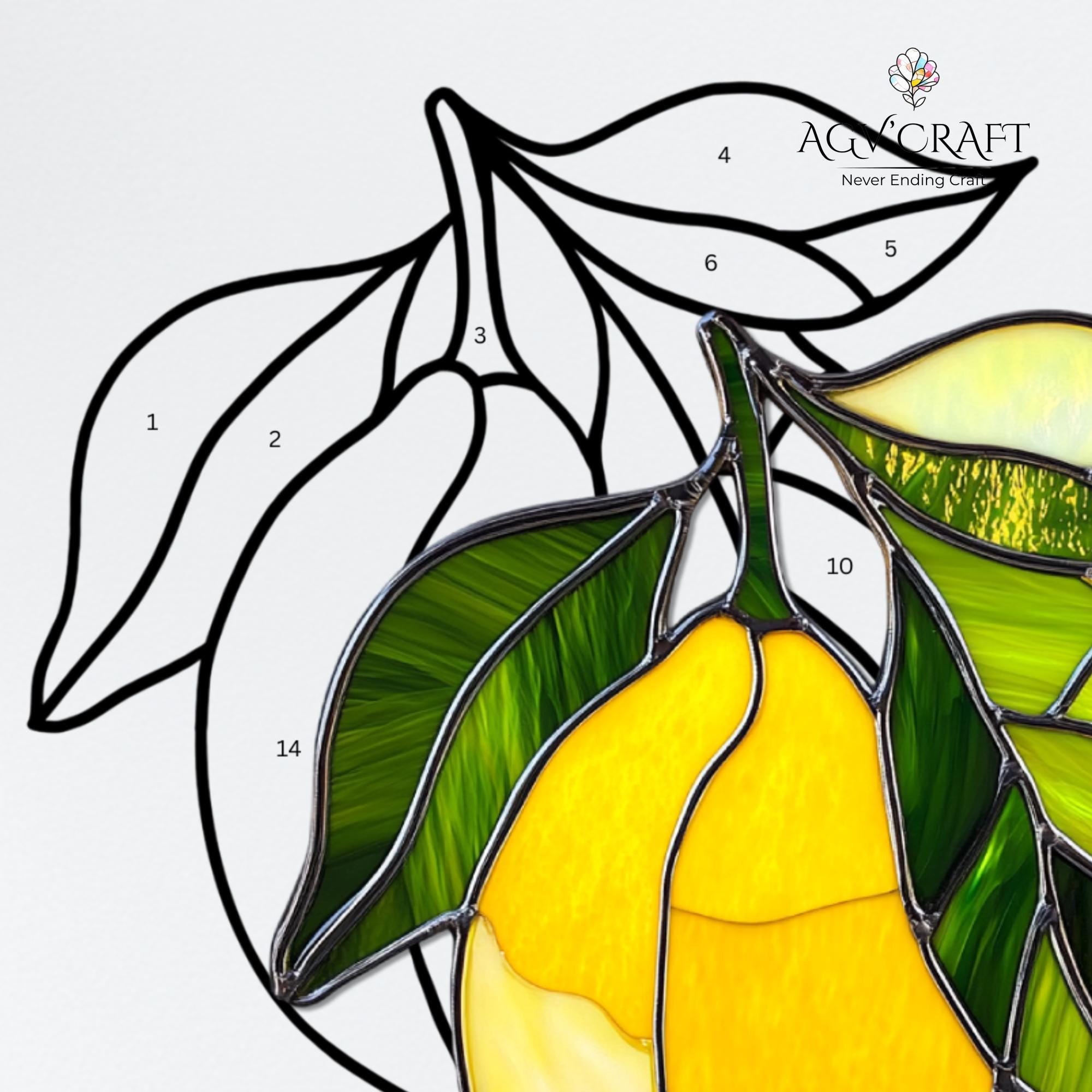 レモンのステンドグラス模様、レモンのサンキャッチャー、サイトラスの