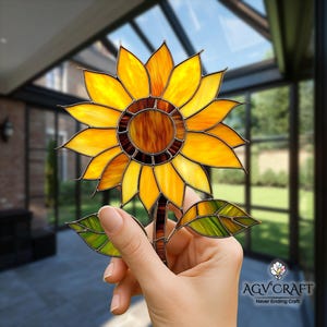 Sunflower Stained Glass Pattern, Birth Flower Stained Glass Pattern, Sunflower Suncatcher, Home Decor Glass, DIY Stained Glass,Wall Art Gift
