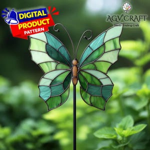 Patrón de estacas para plantas de vitral con forma de mariposa, atrapasol con forma de mariposa, vitral con forma de mariposa, patrón de vitral, regalo artesanal, bricolaje
