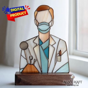 Stained Glass Dentist Tooth Pattern, Dental Clinic Suncatcher Template, Beginner DIY Stained Glass Art, Instant Download PDF PNG