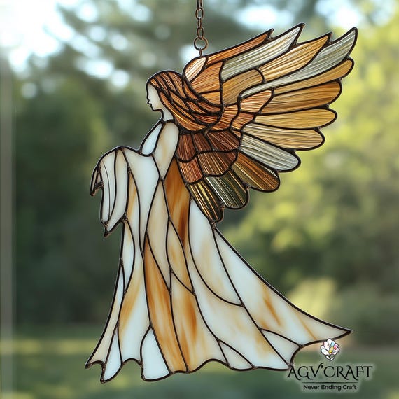天使のステンドグラス模様、天使の羽のサンキャッチャー、妖精の