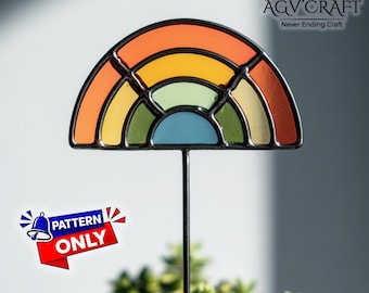 Rainbow Plant Stakes Stained Glass Pattern, Rainbow Suncatcher, Half Rainbow Stained Glass, Stained Glass Pattern, Crafting Gift, Handmade