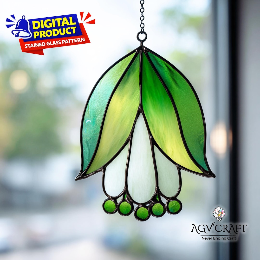 May Lily of the Valley Stained Glass Pattern, Lily Suncatcher Template ...