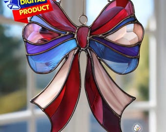 Ribbon Stained Glass Pattern, Support Ribbon Suncatcher, Awareness Ribbon Stained Glass, Home Decor, Stained Glass Pattern, Wall Art Gift