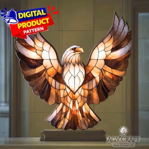 Eagle Stained Glass Suncatcher Pattern, DIY Home Decor (PDF Pattern)