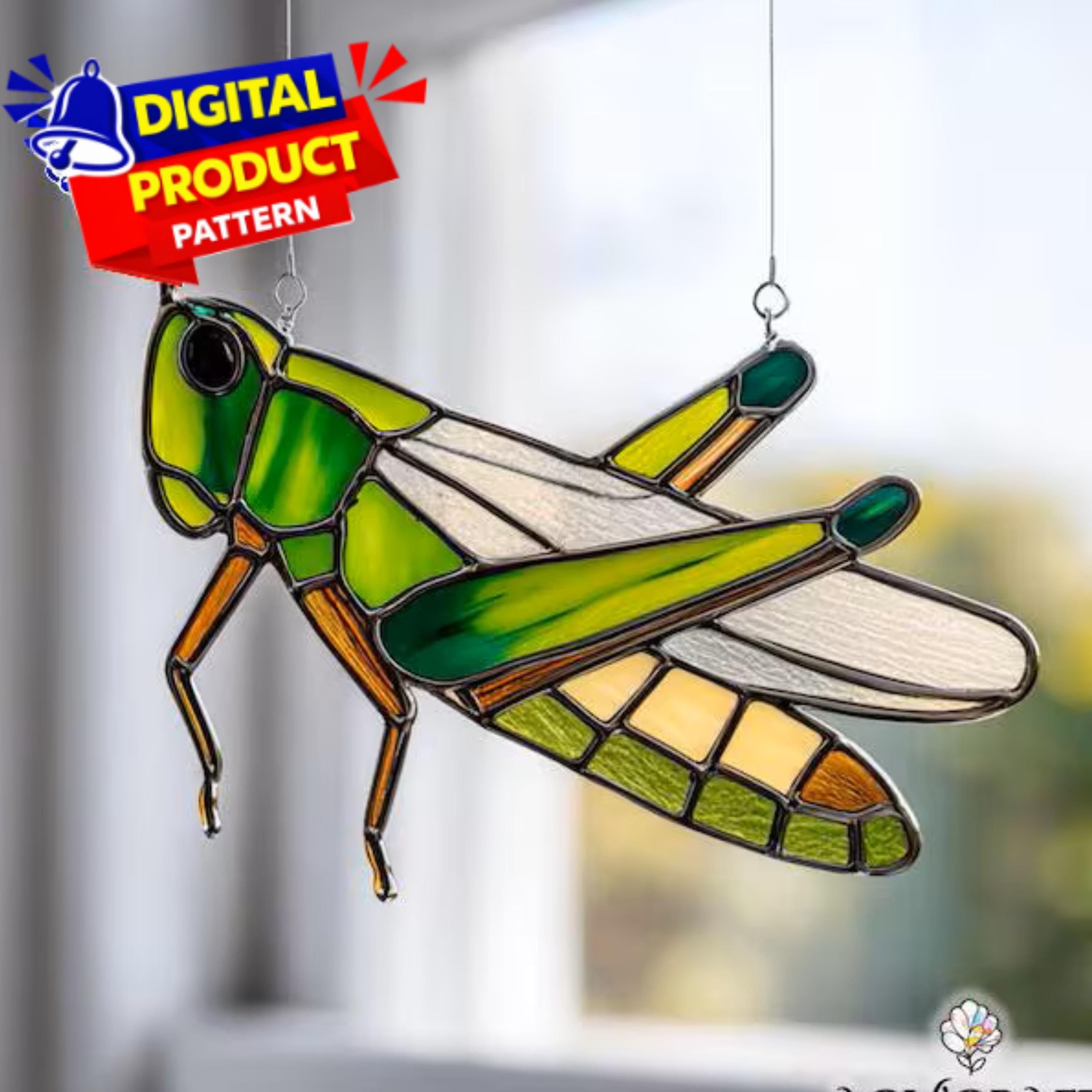 Grasshopper Suncatcher Stained Glass Pattern (PDF Pattern), Garden ...
